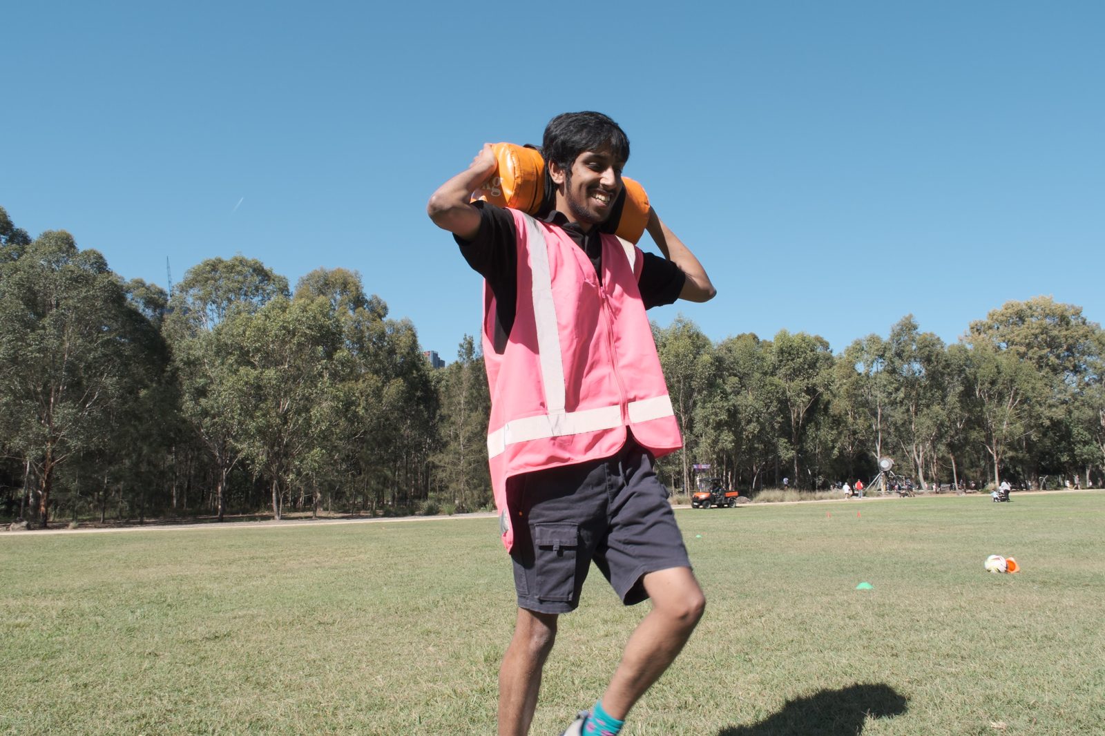AHSF fitness challenge, sandbag carry